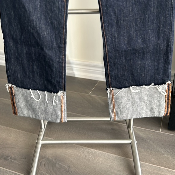 Armani Exchange Hi Waist Cuff Straight Ankle Dark Wash Jeans Women size 27 - Picture 7 of 17